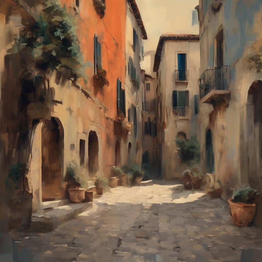 Γραφικό, αρχαία πόλη με χρωματιστά σπίτια και πλακόστρωτους δρόμους, εμπνευσμένο από εικαστικές τέχνες και ψυχολογία.